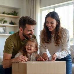 Family unboxing HomeEase essentials delivery